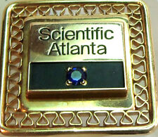 SCIENTIFIC ATLANTA PIN 12K GOLD FILLED VINTAGE RARE ESTATE BLUE STONE  NICE picture
