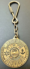 Vintage Nautical 40 Year Brass Perpetual Calendar 1999-2038 Key Chain. picture