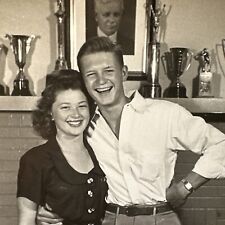 VINTAGE PHOTO Gorgeous Young Couple 1940S Trophies, Handsome, Hunk, Gay Int picture