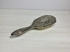 Vintage Vanity Silver Plated Hair Brush Ornate Handle Heavy picture