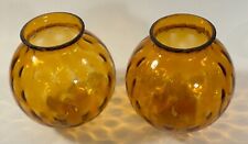 Amber Thumbprint glass globes Mid Century Swag Lamp MCM Vintage picture