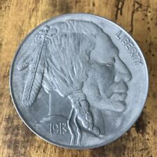 Vintage 1975 Buffalo Nickel Bank : Indian Head Coin 1913-D Metal Piggy Bank picture