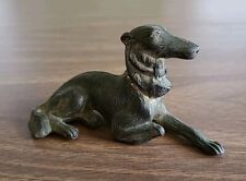 Vintage Brass Russian Wolfhound Dog Sculpture Figurine Miniature Patina 3 3/4