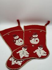 Pair of Vintage Red Christmas Stockings 1950's picture