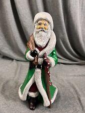 Vintage Ceramic Old Time Christmas Santa Claus Green Robes picture