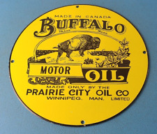 Vintage Buffalo Motor Oil Sign - Heavy Gas Service Pump Plate Porcelain Sign picture