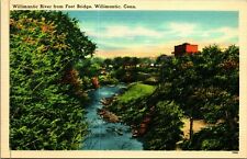 Iron Foot Bridge Wilimantic River Willimantic Connecticut CT UNP Linen Postcard picture