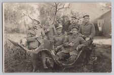 RPPC Postcard WWI German Soldiers Field Portrait in Shell of Destroyed Car picture