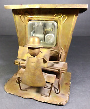 Vintage George Good Saloon Piano Man Copper Metal Folk Art Music Box Wind Up picture