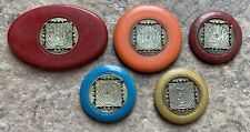 Vintage French Vichy Casino Chip Lot of 5 Art Deco Silver Poker picture