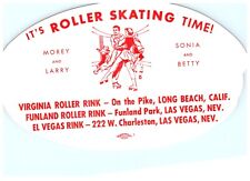 Original 1940s Roller Skating Rink Sticker Long Beach CA Las Vegas NV s23 picture