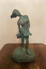 Vintage JAY PAUL Signed Verdigris Bronze Sculpture- Woman Dancer Ballerina, 12.5 picture