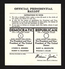 1964 Official Presidential Ballot for North Carolina - Johnson vs Goldwater picture