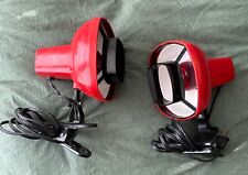 PAIR OF VINTAGE LEDU PLASTIC PORTABLE LIGHTS CLAMP ON CHORDED UNIQUE WORKING RED picture