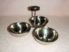 Vtg. International Decorator 18-8 Stainless Steel 3 Bowl Condiment Tray W/Handle picture