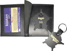 BOSTON LEATHER BOOK STYLE BADGE CASE: 2002 Series Chicago Police Retired Star... picture