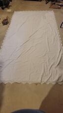 Lovely Vintage White Cotton with Lace Edge Table Cloth approx 64x117 picture