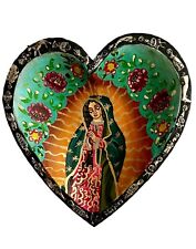 VIRGIN GUADALUPE Sacred Heart, Milagros Guadalupe Corazon, Mexican Folk Art picture
