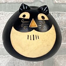 Decorative Peruvian Folk Art Gourd Carved Cat Design Whimsical Shaker picture