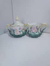 Hand Painted Porcelain Lidded Sugar & Creamer, Signed C.E.M. picture