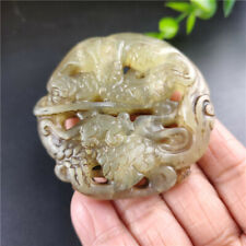 Antique Xiuyu Distressed Handicraft Jade Dragon and Child Dragon Pendant Collect picture