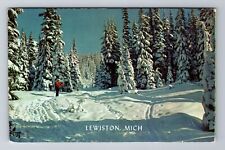 Lewiston MI-Michigan, Snowy Scenic View, Antique, Vintage Postcard picture