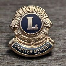 Rare Lions Club International Charter Member SILVER & Blue Vintage Lapel Pin picture