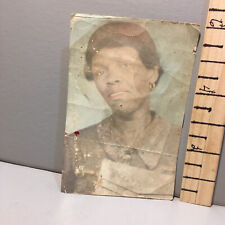 Vintage Photo 30's African American Lady Hand Colored Very Worn L picture