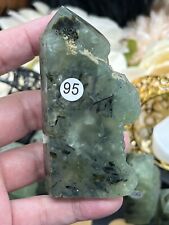 Natural Half Polished Prehnite in Epidote Points GFree ship & Gift picture