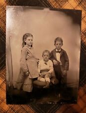 Tintype of Pioneer Children/Siblings. Wild West. Great Collectible   picture