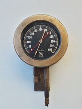 Very Rare Antique Steam Gauge With Double Pressure  And Double Hands  600 PSI picture