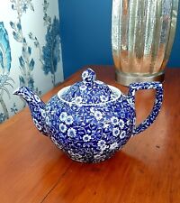 Vintage Burleigh Staffordshire England Blue Calico Pattern Tea Pot picture