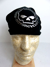 Harley-Davidson Skull Cap Black Do Rag Gold Print Embellished Faux Diamond Studs picture