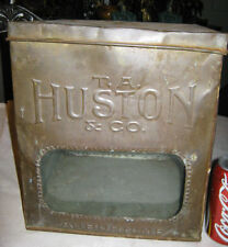 ANTIQUE US PRIMITIVE HUSTON BISCUIT BAKERY STORE ADVERTISING TIN CAKE PANTRY BOX picture