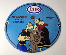 Vintage Esso Gasoline Sign - Popeye Marine Gas Service Display Ad Porcelain Sign picture
