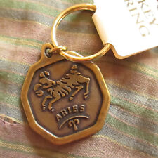 NOS TRUE VTG 80s PISCES ARIES SIGN METAL KEYRING/KEYCHAIN/FOB picture