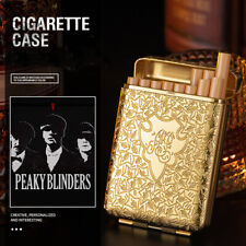 Vintage Golden Metal Flip Top Three Open Double Sided Case Cigarette Portable picture