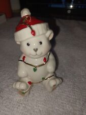 Vintage Lenox Porcelain Christmas Bear In Lights Ornament picture