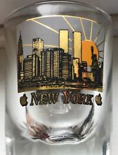 World Trade Center Pre 9/11 Shot Glass Silhouette VTG WTC NY Apple Twin Towers picture