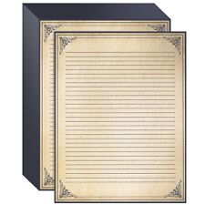 48 Sheets Vintage Lined Paper with Antique Border for Writing Letters, 8.5 x 11