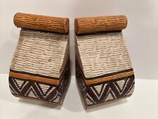 PAIR Vtg MCM Italy Bitossi Pottery Bookends Italian  Geometric HANDPAINTED picture
