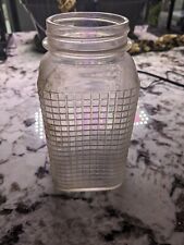 Vintage Antique Glass Quart Jar Quilted Square Waffle Grid Pattern - No Lid picture