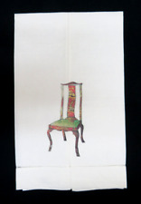 Vintage 100% Linen Guest Hand Towel NWOT ~ Imprinted Antique Chinoiserie Chair picture