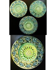 3 Czech Glass Buttons #P173 - RARE - LARGE (34 mm) - IRIDESCENT - WOW picture
