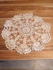 Vintage Hand Crocheted Large Round Doily, Cotton, cream, Flower Design picture