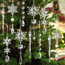 10Pcs Christmas Ornaments Acrylic Icicle Snowflake Hanging Xmas Tree Decorations picture