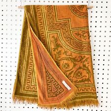 Vintage Stevens Utica Gold Brown Orange MCM Mid Century Fringe Towel 41” x 25” picture