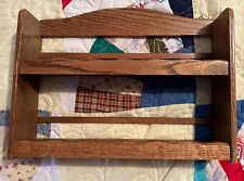 Vintage Oak Wood Spice Rack 2 Tier Shelf Wall Hanging Freestanding 11” T X 15” W picture