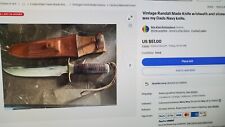 Vintage Randall Made Knife SCAMMER BEWARE It was my Dads Navy knife. READ ALL picture