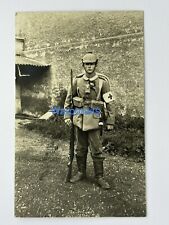 WWI Young German Soldier Pickelhaube bayonet Medic Red Cross RPPC Postcard V* picture
